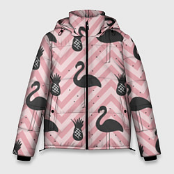 Куртка зимняя мужская Черный фламинго арт, цвет: 3D-светло-серый