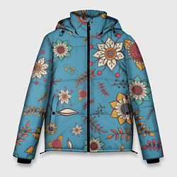 Куртка зимняя мужская Цветочный рай узор, цвет: 3D-светло-серый