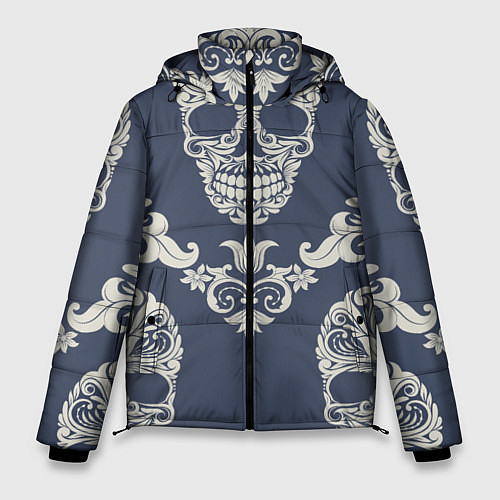 Мужская зимняя куртка Череп из узоров / 3D-Черный – фото 1