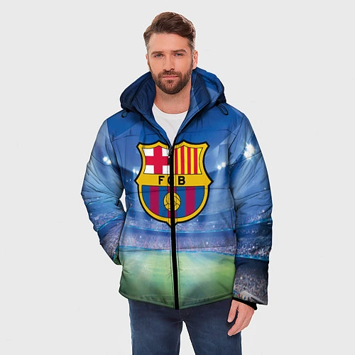 Мужская зимняя куртка FC Barcelona / 3D-Светло-серый – фото 3