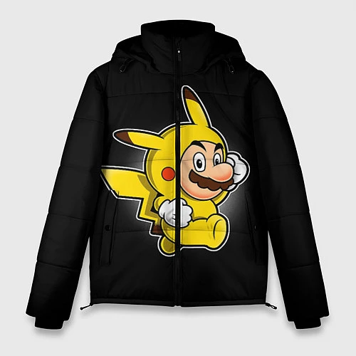 Мужская зимняя куртка Марио в костюме пикачу / 3D-Черный – фото 1