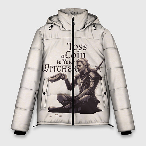 Мужская зимняя куртка Toss a coin to your Witcher / 3D-Черный – фото 1