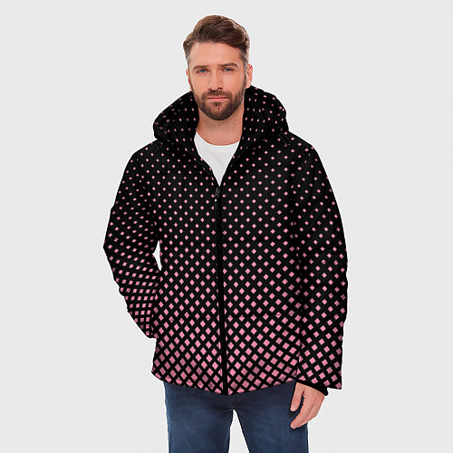 Мужская зимняя куртка Ромбы / 3D-Светло-серый – фото 3
