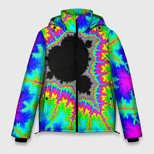 Мужская зимняя куртка Фрактальная кислотная черная дыра - множество Манд / 3D-Черный – фото 1