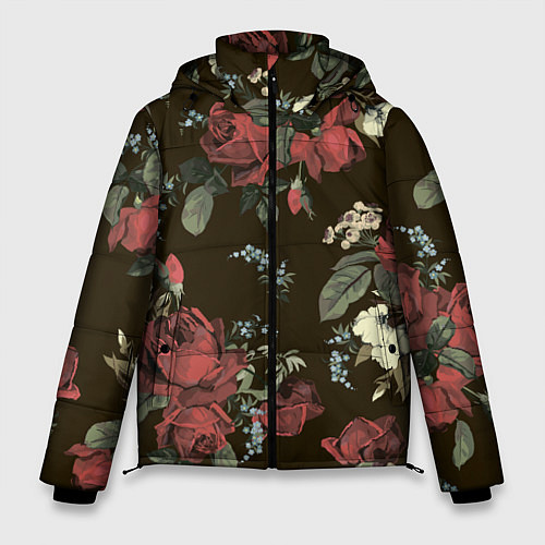 Мужская зимняя куртка Букет роз / 3D-Черный – фото 1