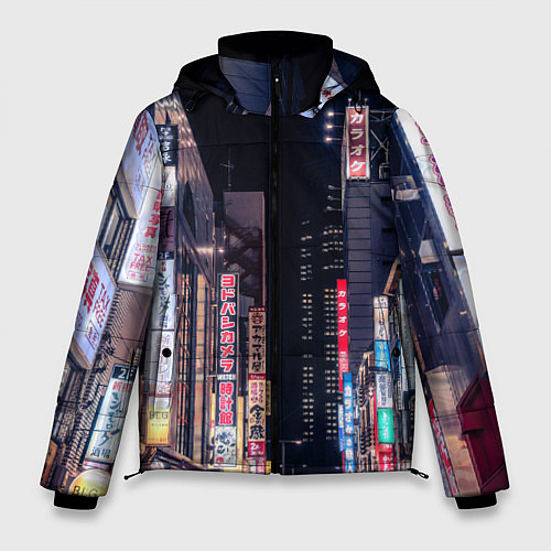 Мужская зимняя куртка Ночной Токио / 3D-Черный – фото 1