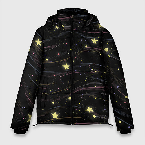 Мужская зимняя куртка Звезды / 3D-Черный – фото 1