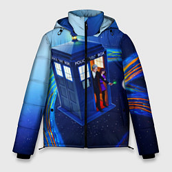 Куртка зимняя мужская ДОКТОР И КЛАРА И ТАРДИС, цвет: 3D-светло-серый