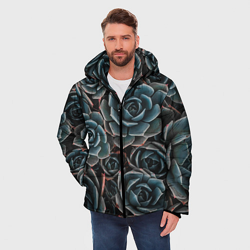 Мужская зимняя куртка Цветы Розы / 3D-Светло-серый – фото 3