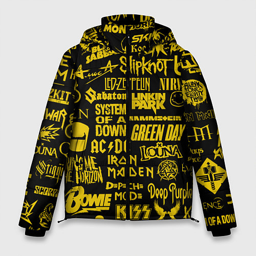 Мужская зимняя куртка Логотипы рок групп GOLD / 3D-Черный – фото 1