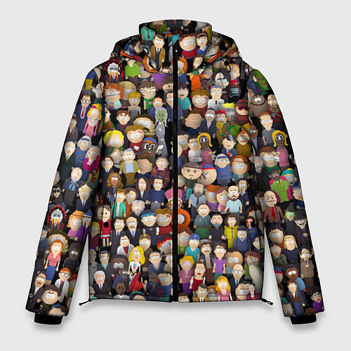 Мужская зимняя куртка Персонажи South Park / 3D-Черный – фото 1