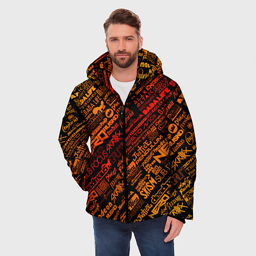 Мужская зимняя куртка Музыкальные бренды / 3D-Светло-серый – фото 3