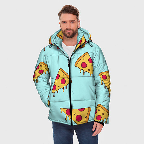 Мужская зимняя куртка Ароматная пицца / 3D-Светло-серый – фото 3