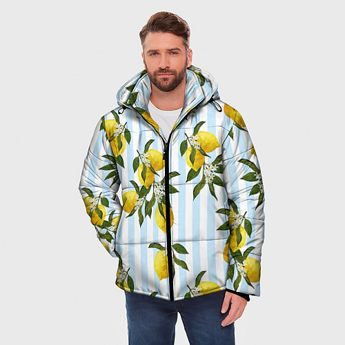 Мужская зимняя куртка Лимоны / 3D-Светло-серый – фото 3