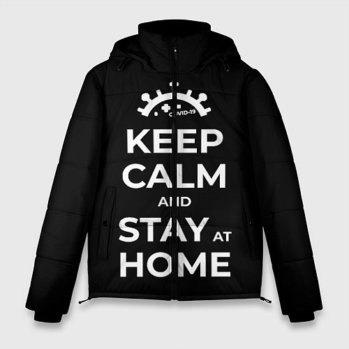 Мужская зимняя куртка Keep calm and stay at home / 3D-Черный – фото 1