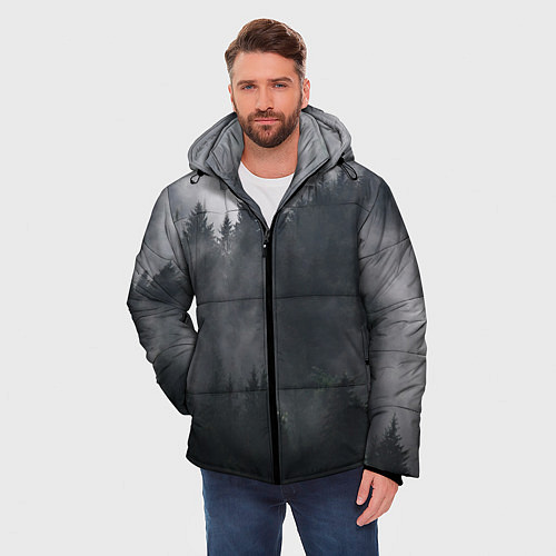 Мужская зимняя куртка Лес / 3D-Светло-серый – фото 3