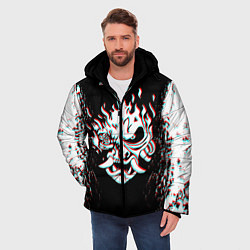 Куртка зимняя мужская CYBERPUNK 2077 SAMURAI GLITCH, цвет: 3D-черный — фото 2