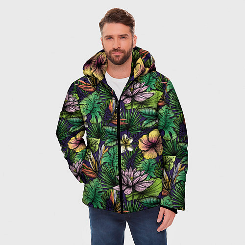 Мужская зимняя куртка Летние цветы / 3D-Светло-серый – фото 3