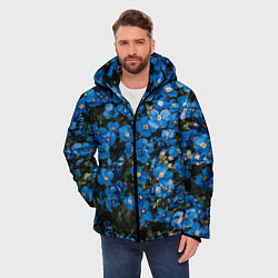 Куртка зимняя мужская Поле синих цветов фиалки лето, цвет: 3D-светло-серый — фото 2