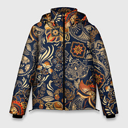 Куртка зимняя мужская Узор орнамент цветы этно, цвет: 3D-красный
