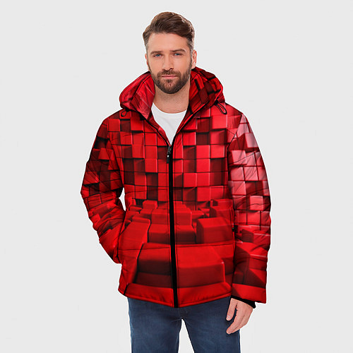 Мужская зимняя куртка 3D кубики / 3D-Светло-серый – фото 3