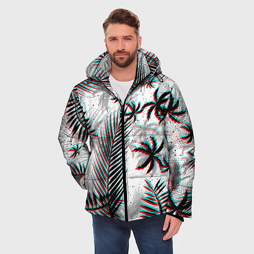 Мужская зимняя куртка ПАЛЬМЫ TROPICAL GLITCH / 3D-Светло-серый – фото 3
