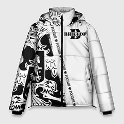Куртка зимняя мужская Виктор черно-белая с гербом РФ, цвет: 3D-светло-серый