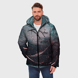 Куртка зимняя мужская Абстракция краска разводы кап, цвет: 3D-черный — фото 2