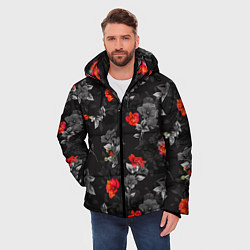 Куртка зимняя мужская Красные цветы, цвет: 3D-красный — фото 2