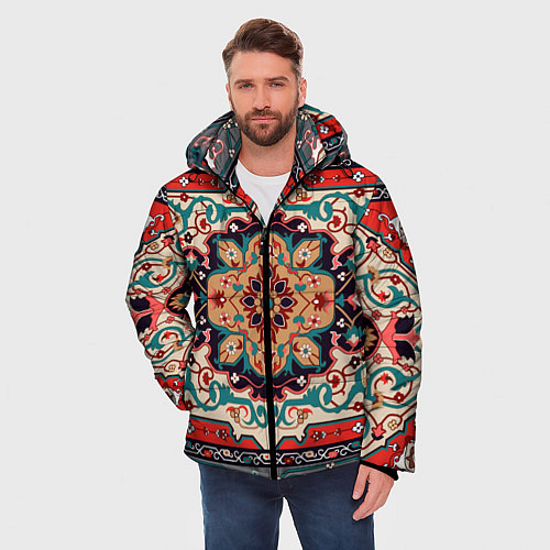 Мужская зимняя куртка Текстура ковра / 3D-Светло-серый – фото 3