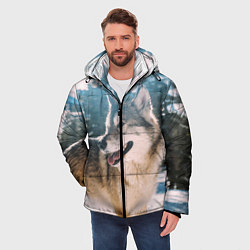 Куртка зимняя мужская Волк и снег, цвет: 3D-красный — фото 2