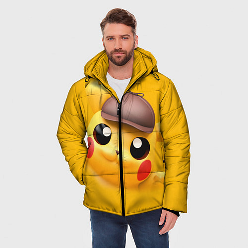 Мужская зимняя куртка Pikachu Pika Pika / 3D-Светло-серый – фото 3