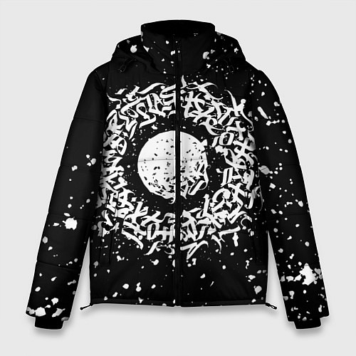 Мужская зимняя куртка Каллиграфия на чёрном фоне / 3D-Черный – фото 1