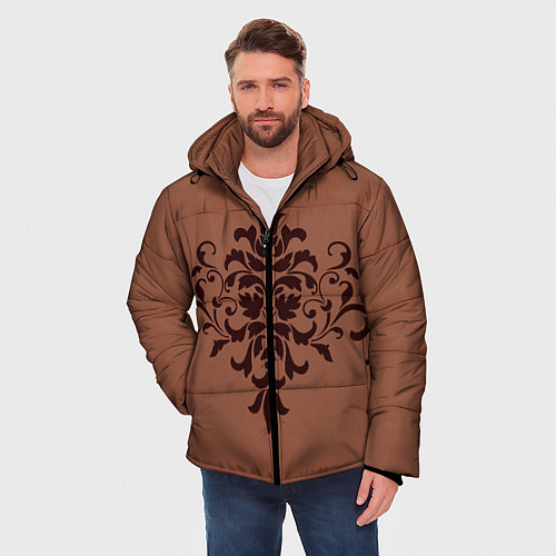Мужская зимняя куртка Симметричный узор / 3D-Светло-серый – фото 3