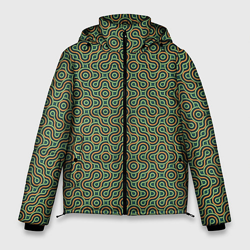 Мужская зимняя куртка Зеленые круги / 3D-Черный – фото 1