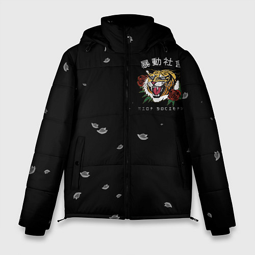 Мужская зимняя куртка Тигр спина / 3D-Черный – фото 1