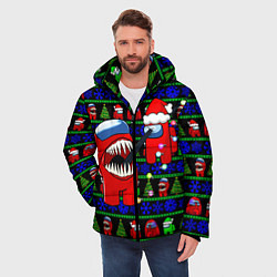 Куртка зимняя мужская Новогодний Among Us, цвет: 3D-черный — фото 2