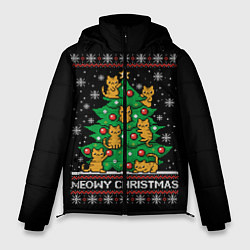 Куртка зимняя мужская Meowy christmas, цвет: 3D-черный