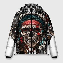 Куртка зимняя мужская Череп индейца, цвет: 3D-черный
