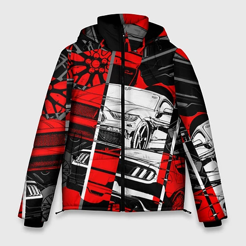 Мужская зимняя куртка Автомобили / 3D-Красный – фото 1