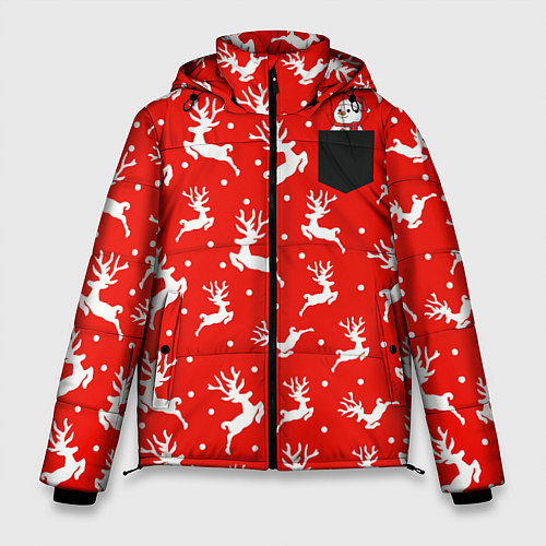 Мужская зимняя куртка Снеговик в кармане / 3D-Черный – фото 1