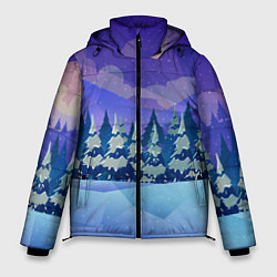 Куртка зимняя мужская Зимний лес, цвет: 3D-красный