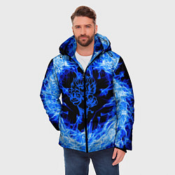 Куртка зимняя мужская Лев в синем пламени, цвет: 3D-красный — фото 2