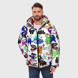 Куртка зимняя мужская AMONG US STICKERBOMBING, цвет: 3D-черный — фото 2