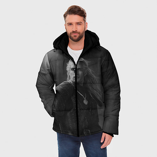 Мужская зимняя куртка Ведьмак 2 / 3D-Светло-серый – фото 3