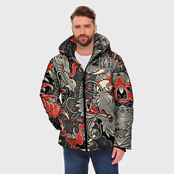 Куртка зимняя мужская Самурай Якудза, драконы, цвет: 3D-черный — фото 2