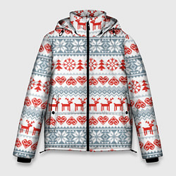 Куртка зимняя мужская Новогодний пиксельный узор, цвет: 3D-черный