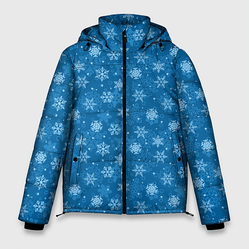Мужская зимняя куртка Снежинки / 3D-Черный – фото 1