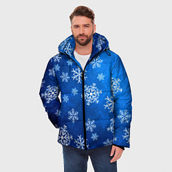 Куртка зимняя мужская Новый Год Снежинки, цвет: 3D-черный — фото 2