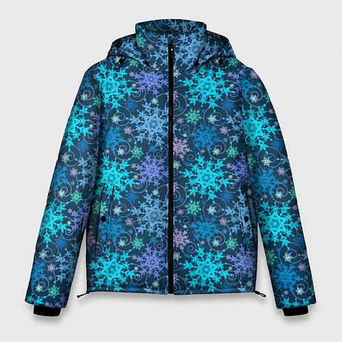 Мужская зимняя куртка Новогодние Узоры / 3D-Красный – фото 1